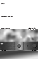 Klipsch RSA-500 - Owners Manual 